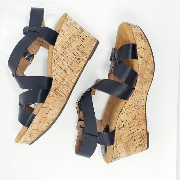 I Love Comfort Memo Tech Black Open-Toe Wedge SIZE 7 - Picture 8 of 13